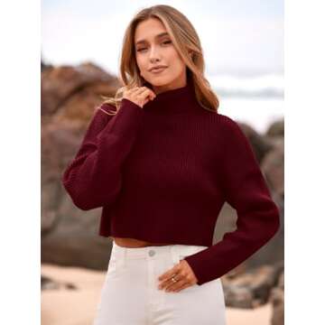 PRETTYGARDEN Turtleneck Cropped Sweater for Women