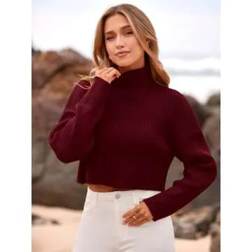 PRETTYGARDEN Turtleneck Cropped Sweater for Women