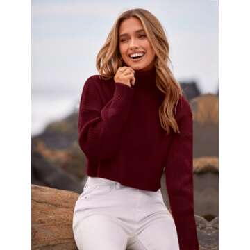 PRETTYGARDEN Turtleneck Cropped Sweater for Women