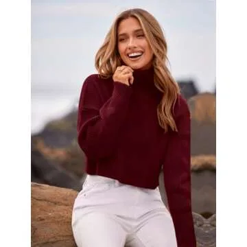 PRETTYGARDEN Turtleneck Cropped Sweater for Women