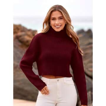 PRETTYGARDEN Turtleneck Cropped Sweater for Women