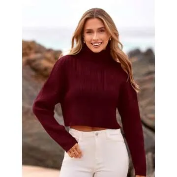 PRETTYGARDEN Turtleneck Cropped Sweater for Women