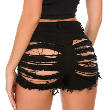Stylish Tulucky High Waist Ripped Denim Shorts for Women