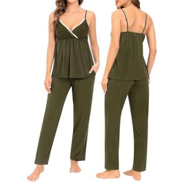 SWOMOG Maternity Nursing Robe Set 3 Piece Breastfeeding Pajamas 3 in 1 Labor Delivery Sleevless Tops&Long Pants Pregnancy Pjs