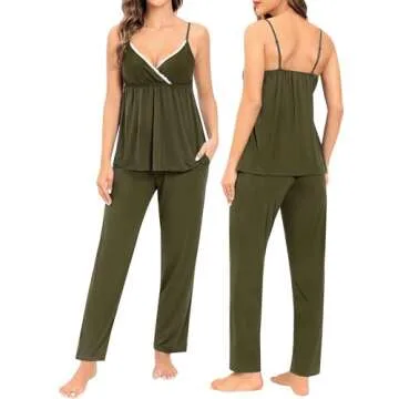 SWOMOG Maternity Nursing Robe Set 3 Piece Breastfeeding Pajamas 3 in 1 Labor Delivery Sleevless Tops&Long Pants Pregnancy Pjs