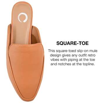 Journee Womens Akza Slip On Square Toe Mules Flats
