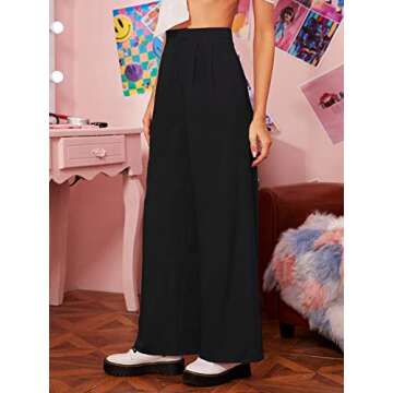 Floerns Women's Casual Wide Leg High Waisted Palazzo Pleated Pants Trousers Black XL