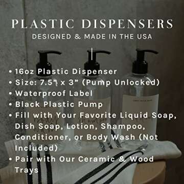 Sweet Water Decor 16 oz Farmhouse Style Soap Dispenser | Eco-Friendly Amber Bottle with Waterproof L...