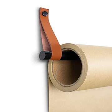 Rettel, Leather Strap Paper Roller, Kraft Paper Scroll, Wall Decor, Wall Art, Wall Mount, Butcher Paper Roll (12 Inch)