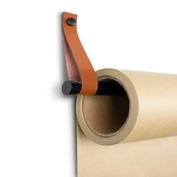 Rettel, Leather Strap Paper Roller, Kraft Paper Scroll, Wall Decor, Wall Art, Wall Mount, Butcher Paper Roll (12 Inch)