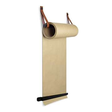 Rettel, Leather Strap Paper Roller, Kraft Paper Scroll, Wall Decor, Wall Art, Wall Mount, Butcher Paper Roll (12 Inch)