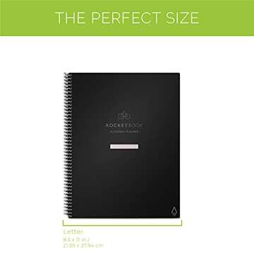 Rocketbook Smart Reusable Notebook, Academic Planner with 13 Page Types, Black, (8.5" x 11")
