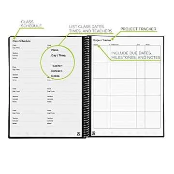 Rocketbook Smart Reusable Notebook, Academic Planner with 13 Page Types, Black, (8.5" x 11")