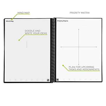 Rocketbook Smart Reusable Notebook, Academic Planner with 13 Page Types, Black, (8.5" x 11")