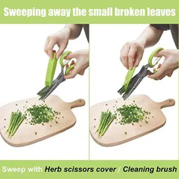 5-Blade Herb Cutter Scissors with Safety Cover, Cleaning Comb - Green