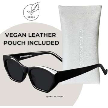 OWN THE TREND Trendy Sunglasses for Women - Sunglasses Womens with UV protection - Vintage Retro Oval Y2K Fashion Sun Glasses (LUNA - Black)