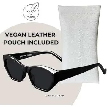 OWN THE TREND Trendy Sunglasses for Women - Sunglasses Womens with UV protection - Vintage Retro Oval Y2K Fashion Sun Glasses (LUNA - Black)