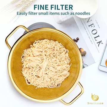 Snailhouse Gold Colander - 3 Quart Stainless Steel Strainer