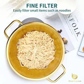 Snailhouse Gold Colander - 3 Quart Stainless Steel Strainer