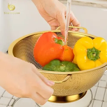 Snailhouse Gold Colander - 3 Quart Stainless Steel Strainer