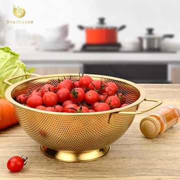 Snailhouse Gold Colander - 3 Quart Stainless Steel Strainer