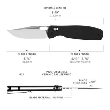 CJRB Prado Folding Pocket Knife with AR-RPM9 Steel Blade