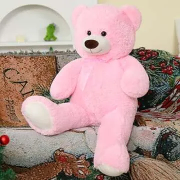 Toys Studio 36 inch Big Teddy Bear Giant Pink Plush Bear Stuffed Animal Cute Bear Plush for Baby Shower, Super Soft Cuddly Bear Toy for Kids Girlfriend Valentine's Day