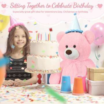Toys Studio 36 inch Big Teddy Bear Giant Pink Plush Bear Stuffed Animal Cute Bear Plush for Baby Shower, Super Soft Cuddly Bear Toy for Kids Girlfriend Valentine's Day