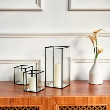 yshengood Stylish Hurricane Candle Holder Set of 3 Pcs