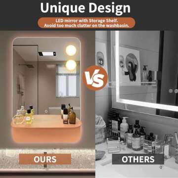 32-inch LED Bathroom Mirror with Storage & Dimmable Light