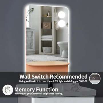 32-inch LED Bathroom Mirror with Storage & Dimmable Light
