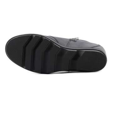 Athlefit Women's Wedge Boots Comfortable Ankle Wedge Booties With Zipper Black US 8