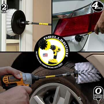 Drill Brush Power Scrubber by Useful Products – Drillbrush Soft White Automotive Cleaning kit with...