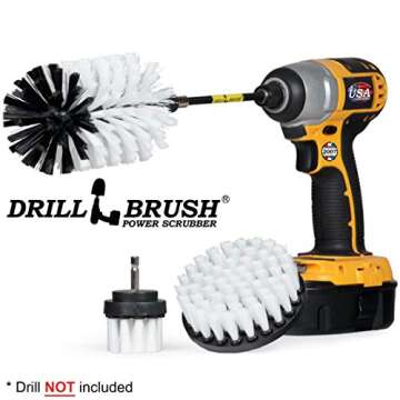 Drill Brush Power Scrubber by Useful Products – Drillbrush Soft White Automotive Cleaning kit with Extended Reach Attachment – Drill Bit Extension Carpet Cleaner Solution – Car Interior Brush Set