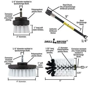 Drill Brush Power Scrubber by Useful Products – Drillbrush Soft White Automotive Cleaning kit with Extended Reach Attachment – Drill Bit Extension Carpet Cleaner Solution – Car Interior Brush Set