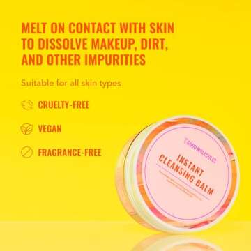 Good Molecules Instant Cleansing Balm - Facial Cleanser and Makeup Remover with Shea Butter, Sea Buckthorn, and Camellia Oils - Skincare for Face and Eyes