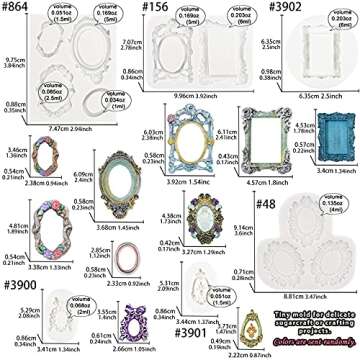 FUNSHOWCASE Vintage Frame Silicone Molds 6 Bundle Set 12-Cavity, for Sugar Paste, Chocolate, Fondant, Resin, Polymer Clay, Gumpaste, Wax