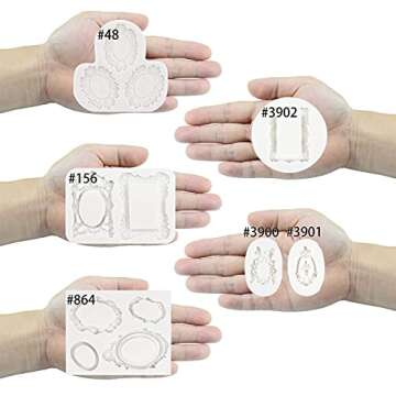 FUNSHOWCASE Vintage Frame Silicone Molds 6 Bundle Set 12-Cavity, for Sugar Paste, Chocolate, Fondant, Resin, Polymer Clay, Gumpaste, Wax