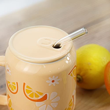 Sizikato Cute Porcelain 13 Oz Mug with Lid & Straw