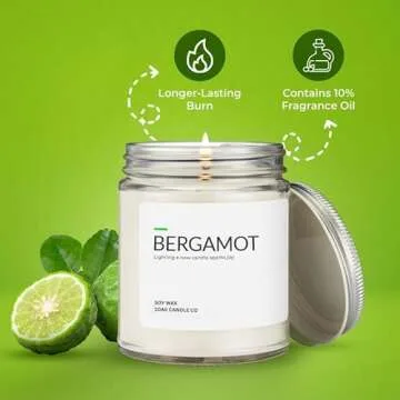 1OAK Soy Wax Scented Candle - Bergamot 7oz Long Burn