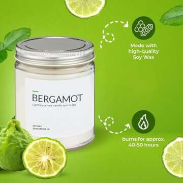 1OAK Soy Wax Scented Candle - Bergamot 7oz Long Burn