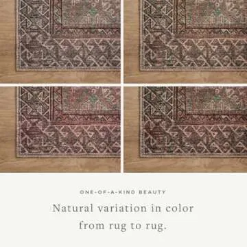 Loloi Amber Lewis Billie Collection, Aqua & Rust 7'-6" x 9'-6" Area Rug – Antique & Distressed Accent Rugs for Living Room, Bedroom, Entryway & Hallway, No Shed High Traffic Area Home Decor Rug