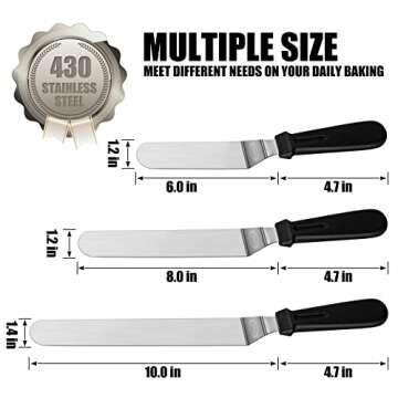 TACGEA Icing Spatula, Offset Spatula for Cake Decorating, Baking, Angled Frosting Spatula with 6, 8 10 inch Stainless Steel Blade, Set of 3