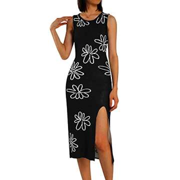 NUFIWI Women Sexy Tie Dye Mini Dress Rib Knitted Sleeveless Bodycon Short Dress Summer Y2K Streetwear