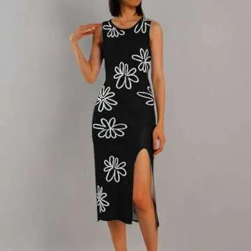 NUFIWI Women Sexy Tie Dye Mini Dress Rib Knitted Sleeveless Bodycon Short Dress Summer Y2K Streetwear