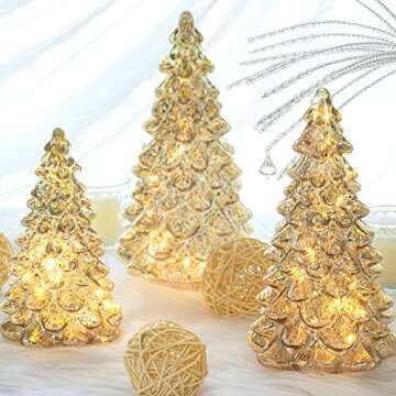 Lighted Mercury Glass Christmas Tree Set of 3
