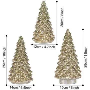Lighted Mercury Glass Christmas Tree Set of 3
