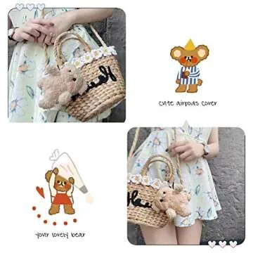 SGVAHY Case for Airpods 1&2 Case Cover with Keychain Kawaii Airpod Case Cover Cute Fluffy Airpod Case 2nd 1st Generation Wireless Charging Case Box Soft Plush Airpod Case (Bear Beige)