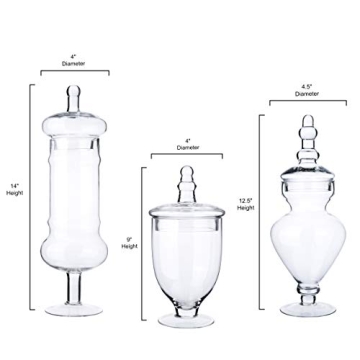 Diamond Star Set of 3 Clear Glass Apothecary Jars