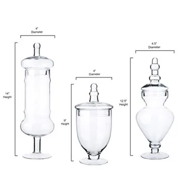 Diamond Star Set of 3 Clear Glass Apothecary Jars